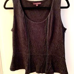 Marchesa Voyage black peplum top, size 8.